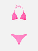 Damen-Triangel-Bikini in Neonrosa mit Rüschen von Nilly Nalu