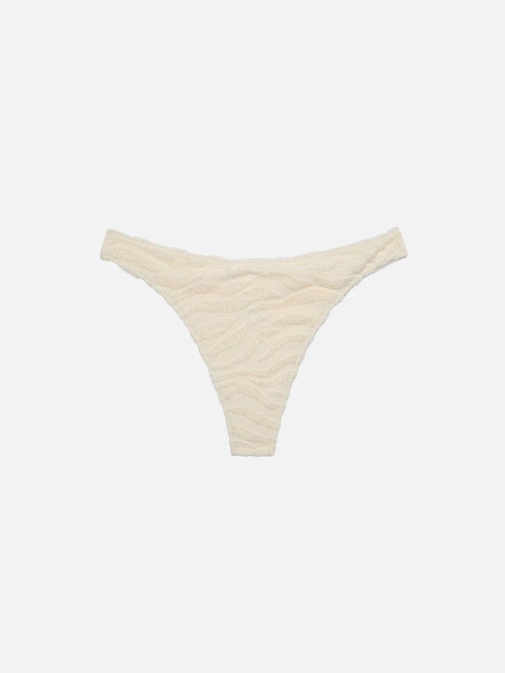 Naomi zebra embossed terry cheeky swim briefs