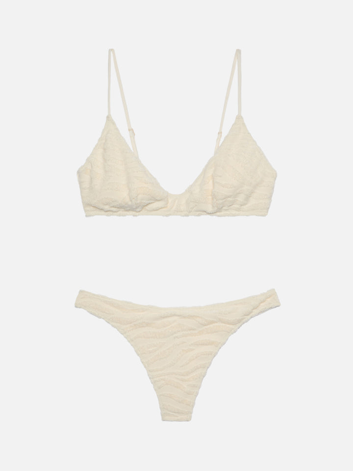Bikini a bralette Paloma Naomi in tessuto spugna in rilievo zebra