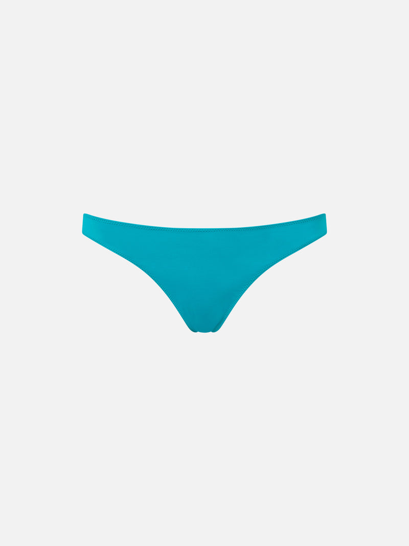 Woman teal cheeky swim briefs Naomi