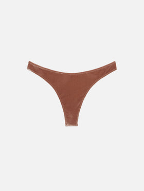 Naomi camel brown velvet cheeky swim briefs
