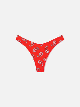 Rote Naomi Cheeky-Swim-Briefs mit Paisley-Print 