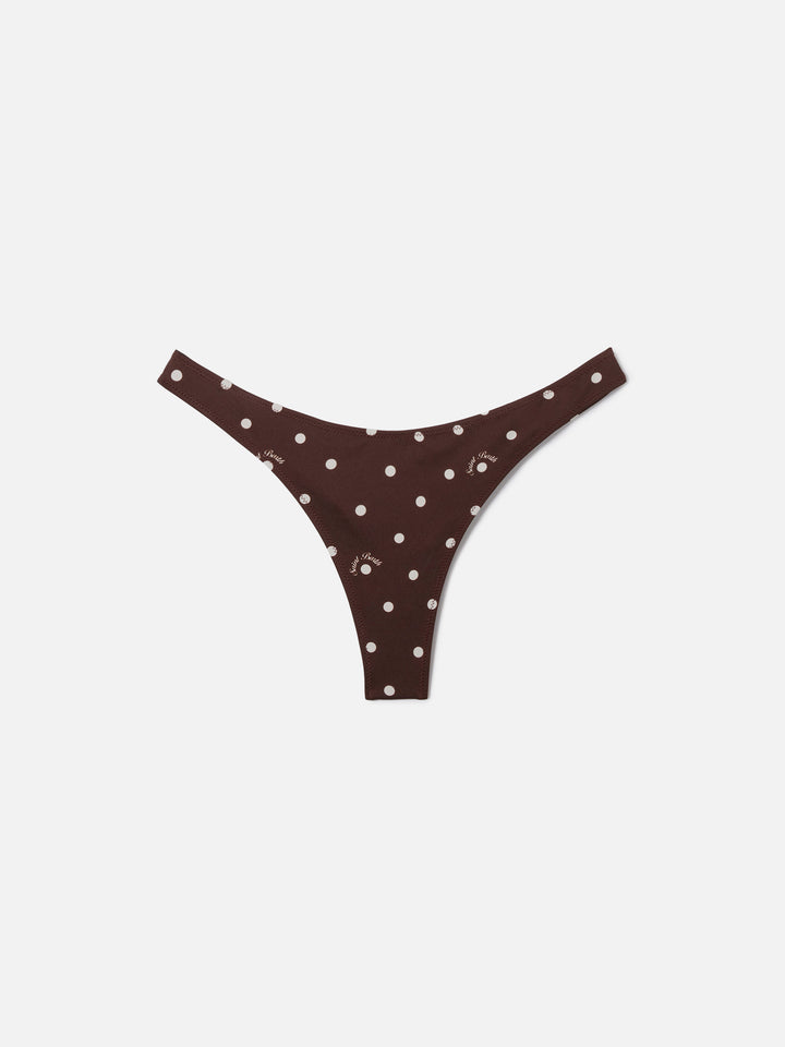 Amira Naomi brown white polka dot bikini