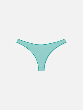 Bas de bikini cheeky Naomi en lurex vert d’eau 