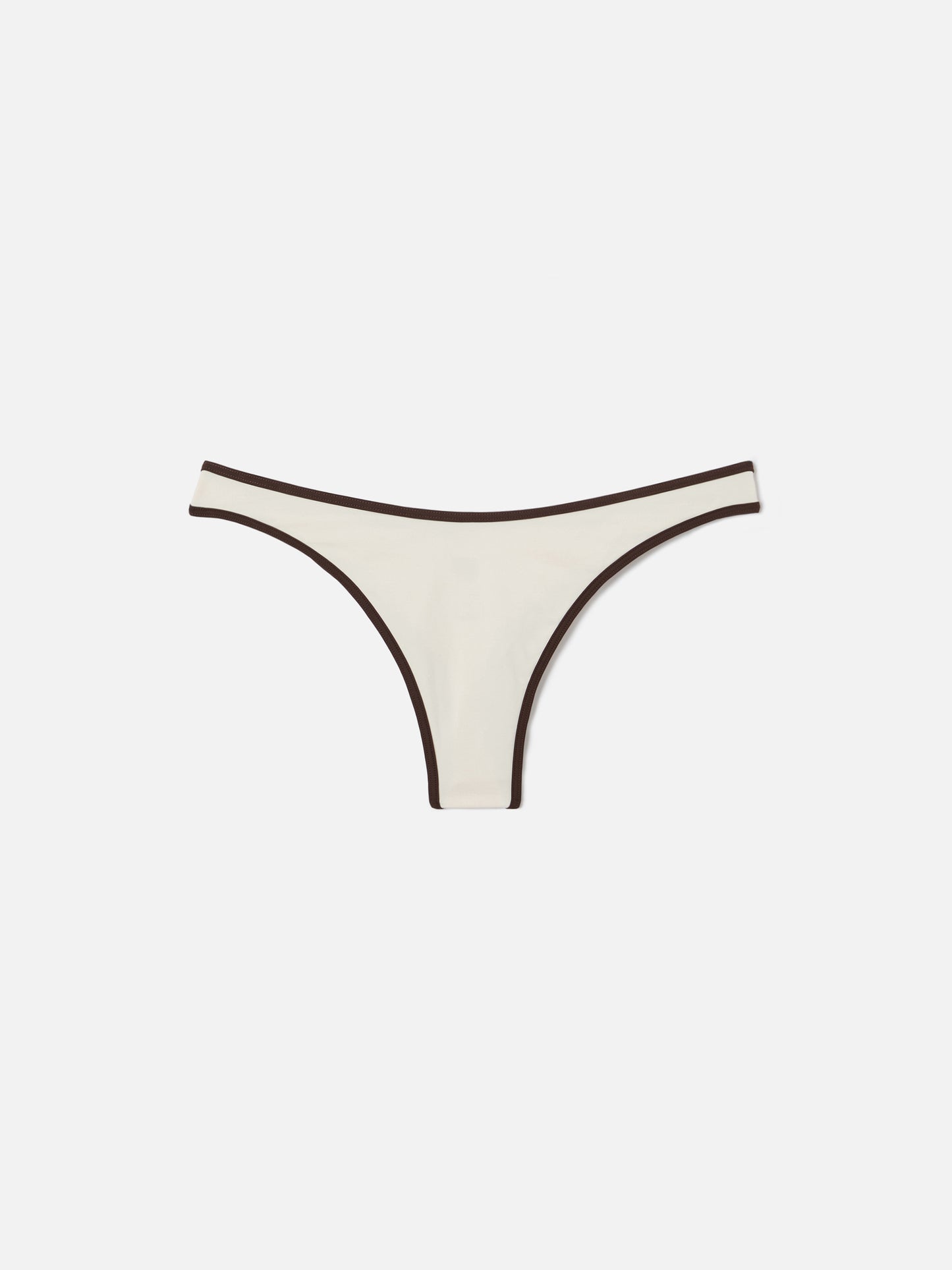 Slip mare Naomi String modello brasiliana panna con profili a contrasto