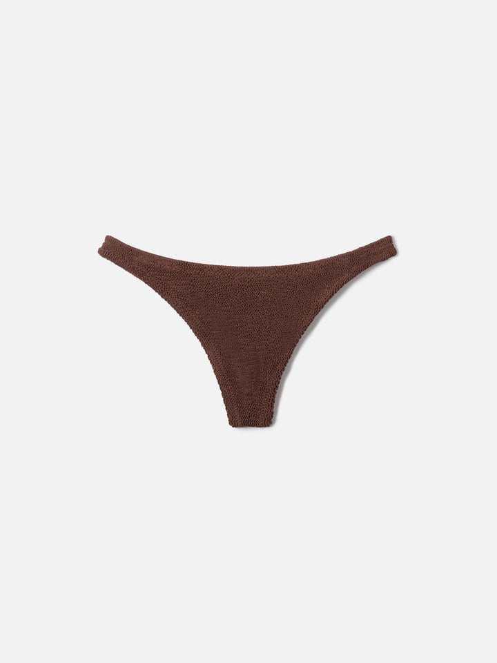 Naomi brazilian bikini bottoms in brown crinkle fabric