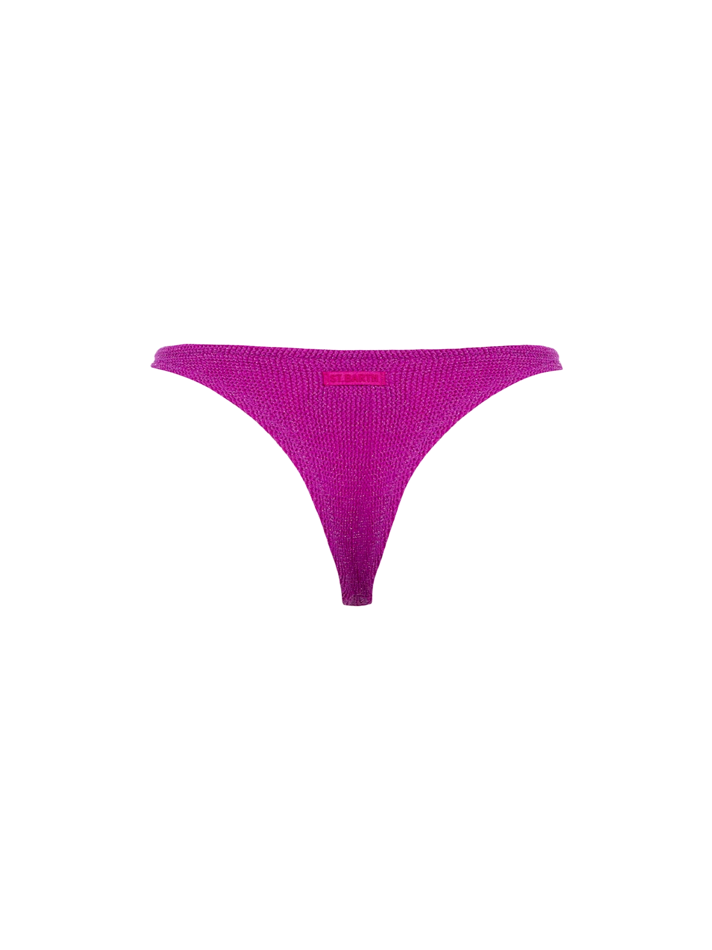 Woman fuchsia lurex crinkle cheeky swim briefs Naomi