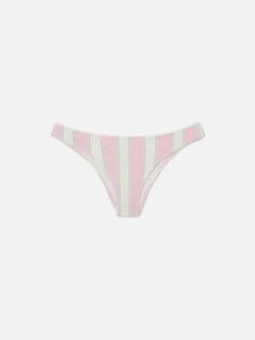 Naima bralette bikini top in pink striped crinkle fabric