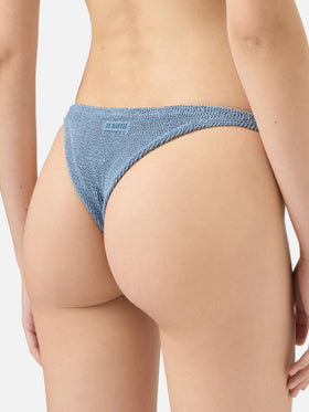Naomi avio blue crinkle cheeky swim briefs - Naima avio blue crinkle classic bralette top