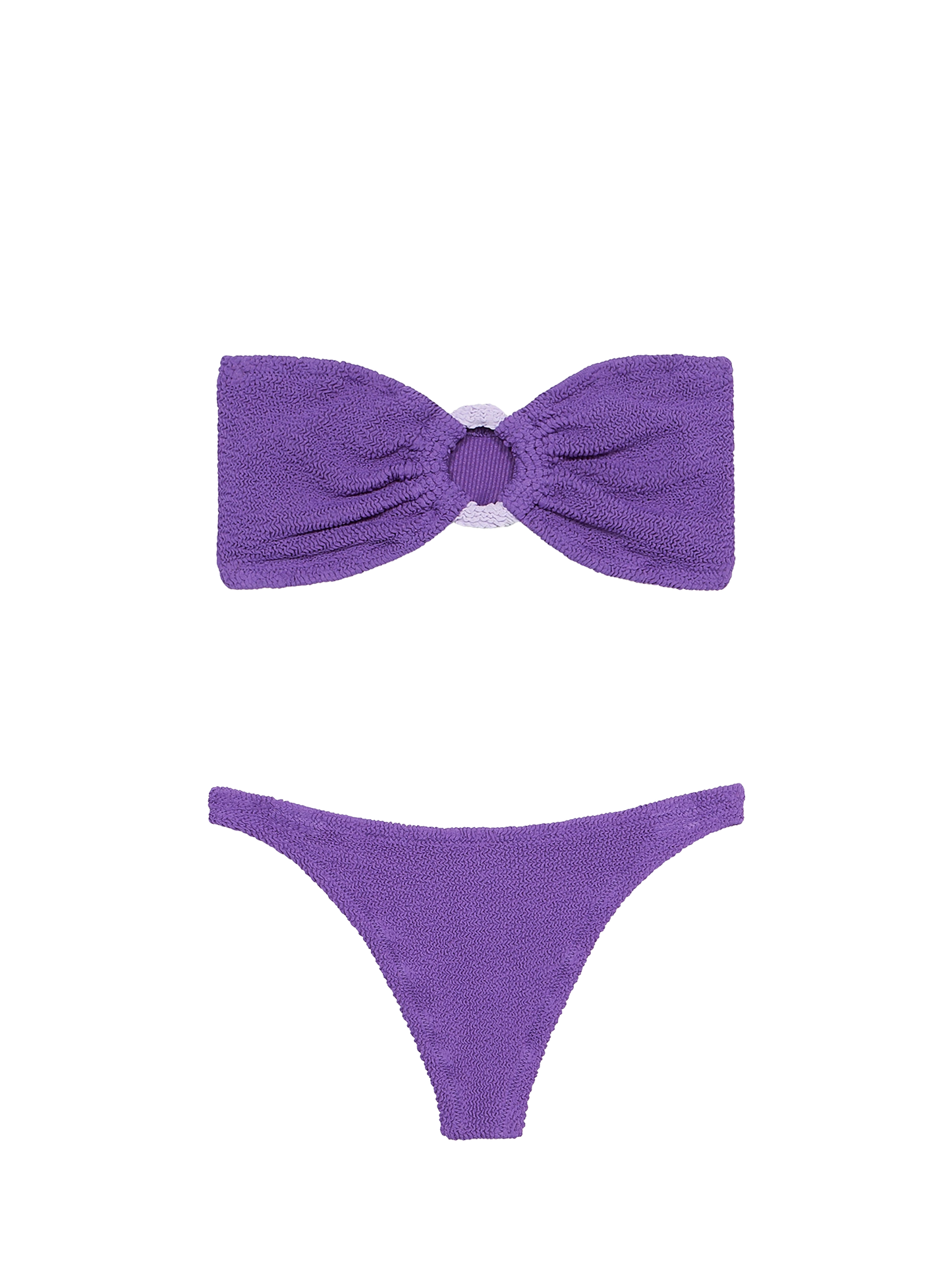 Lila Crinkle-Bandeau-Bikini für Damen Yulia Naomi