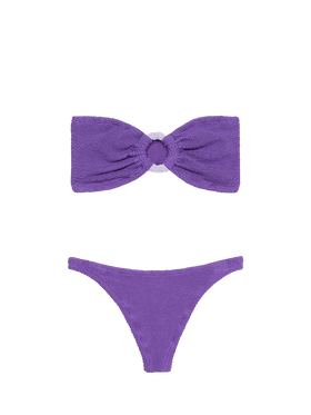 Lila Crinkle-Bandeau-Bikini für Damen Yulia Naomi