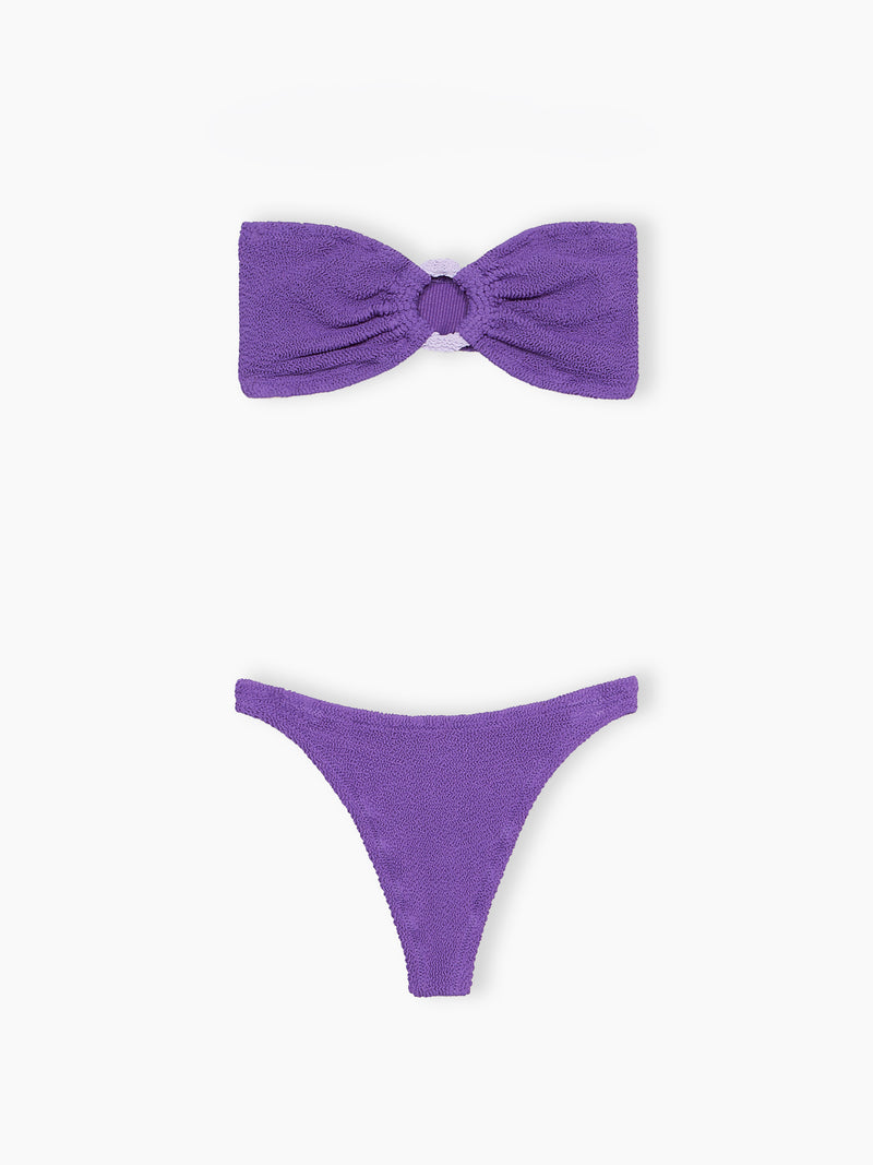 Bikini da donna a fascia viola crinkle Yulia Naomi