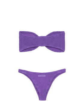 Lila Crinkle-Bandeau-Bikini für Damen Yulia Naomi