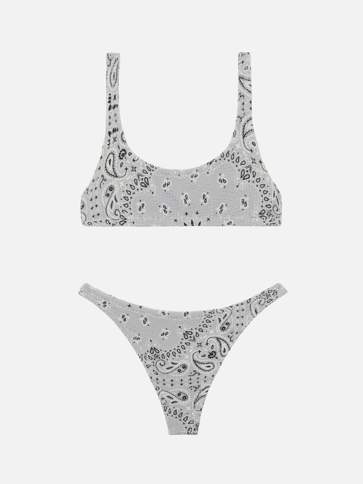 Naima crinkle classico top a bralette con stampa bandana - Naomi slip mare cheeky con stampa bandana