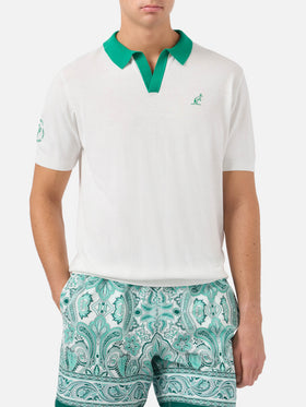 Newcombe gestricktes Poloshirt aus off-whitefarbener Baumwolle | Special Edition 