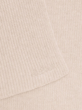 Scaldacollo con cappuccio Nell beige in cashmere con ricamo logo