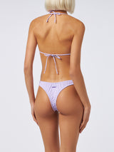 Woman ruffled lilac triangle bikini Nilly Nalu