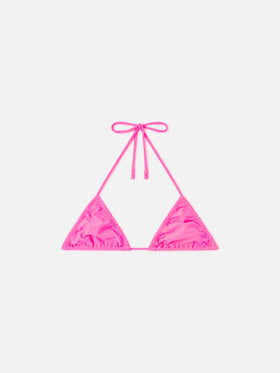 Fluo pink Nilly solid color triangle bikini top