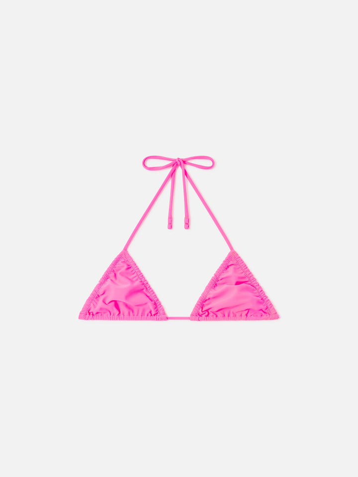 Top bikini Nilly triangolo rosa fluo tinta unita