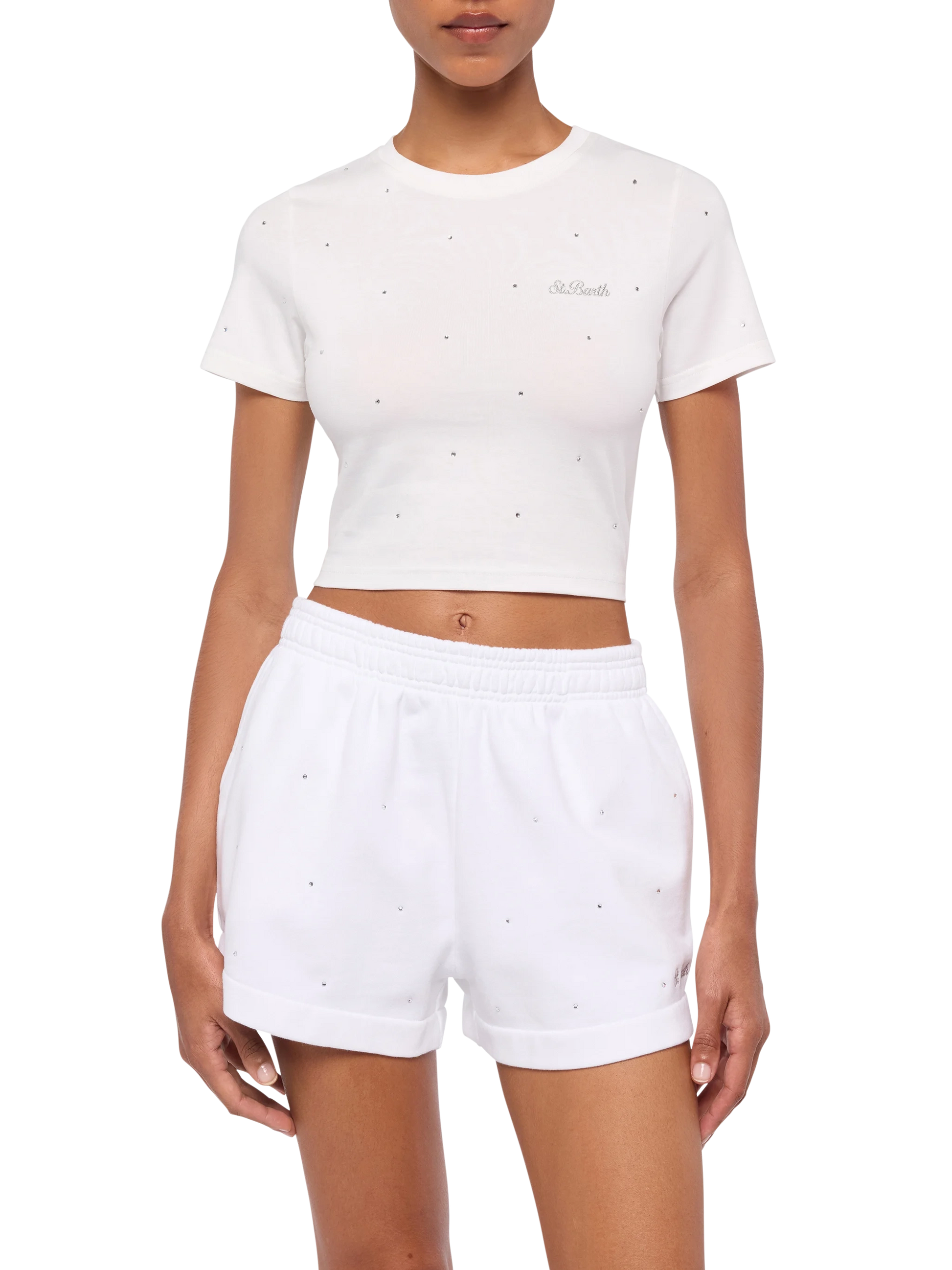 Nives cotton t-shirt with rhinestone embellishment - MC2 Saint Barth