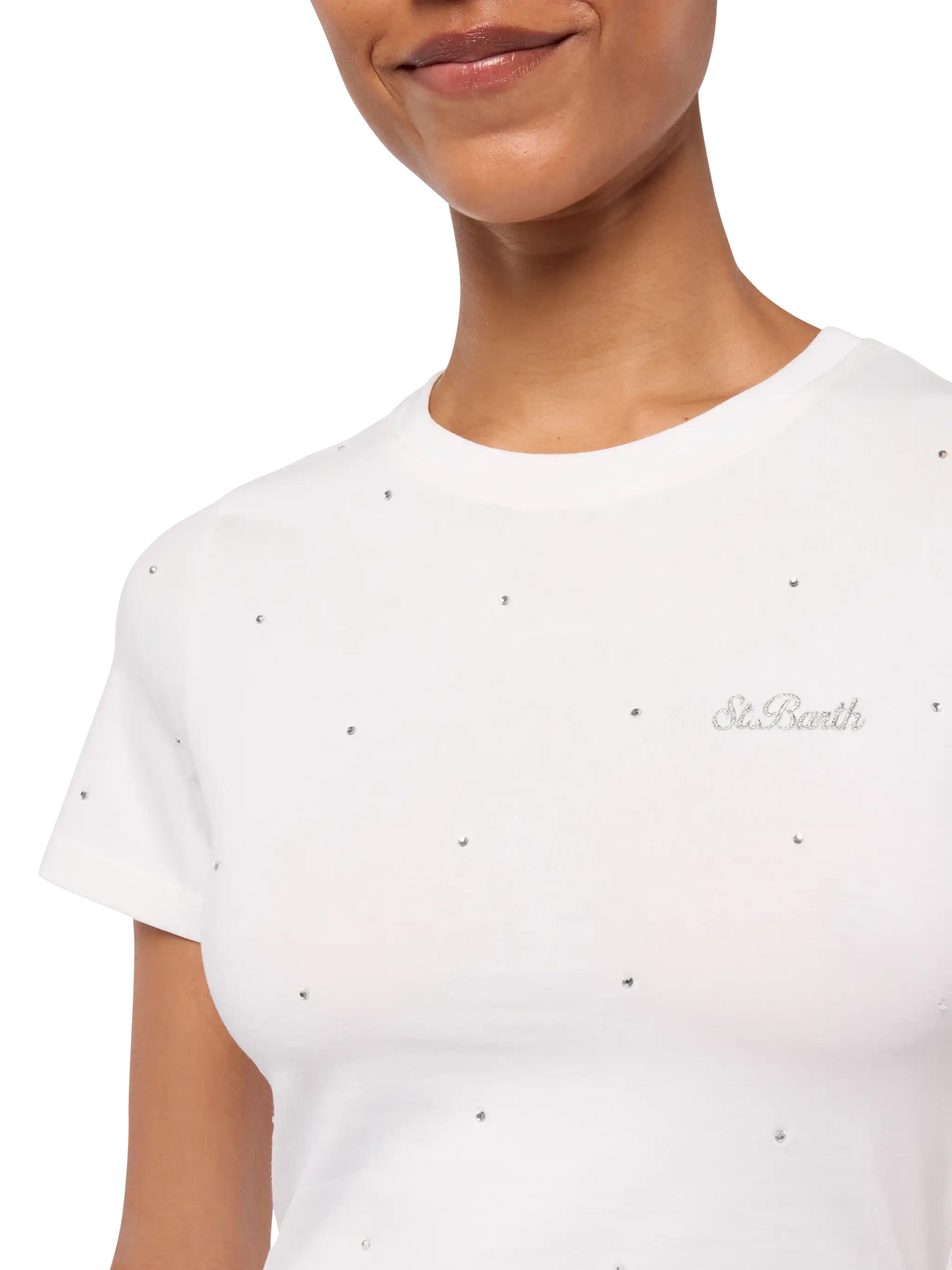 Nives cotton t-shirt with rhinestone embellishment - MC2 Saint Barth