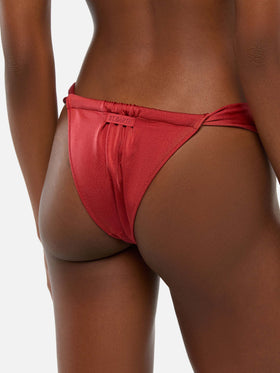 Underwired bralette bikini Salina Noelle with cheeky swim briefs in shimmer brick red