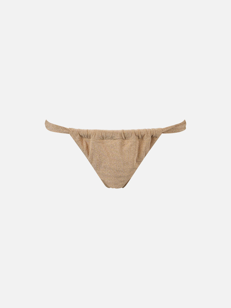 Woman gold lurex cheekiest swim briefs Noelle