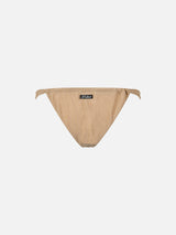 Woman gold lurex cheekiest swim briefs Noelle