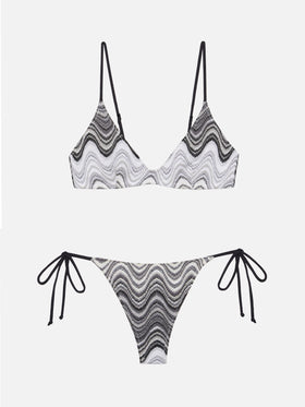 Norah raschel chevron cheeky swim briefs - Paloma raschel knit scoop bralette with wave pattern