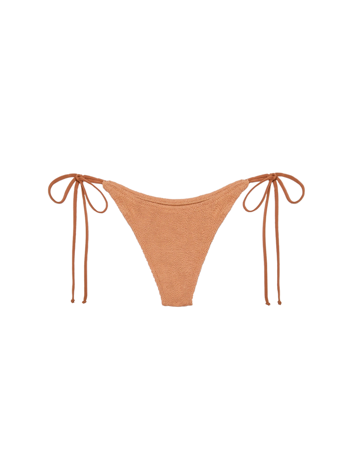 Yulia Norah caramel brown crinkle bikini with bandeau top and cheekiest briefs - MC2 Saint Barth