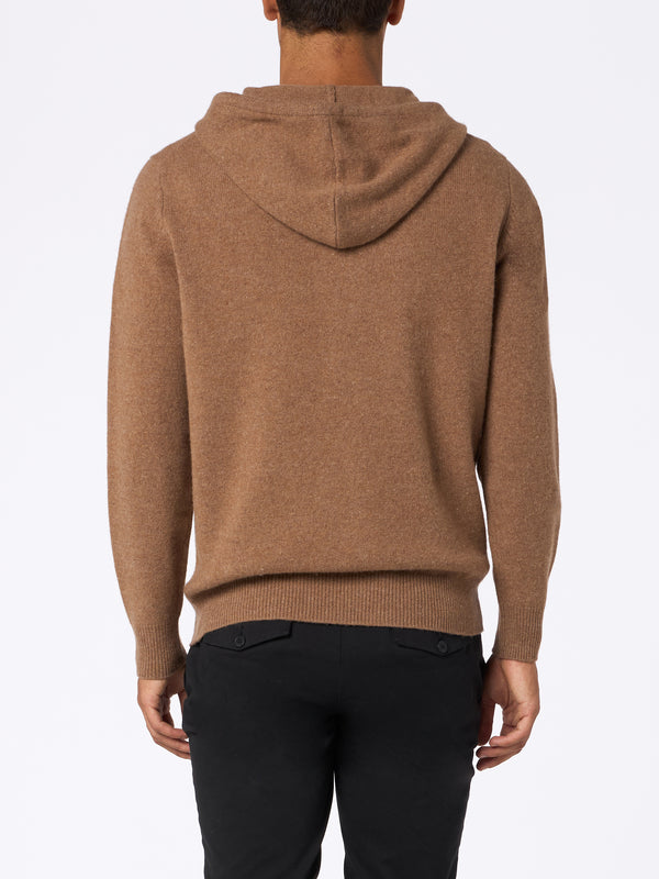 Man camel lambswool hooded sweater Notting