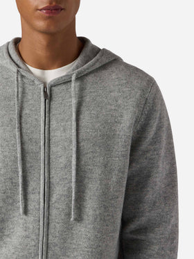 Notting hoodie in 100% lambswool grey melange