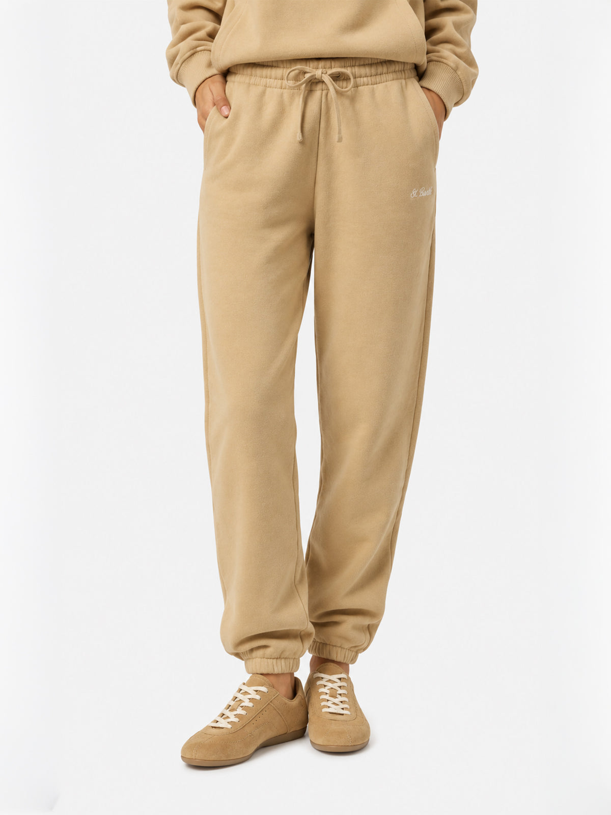 Pantaloni Odalys in felpa di cotone beige