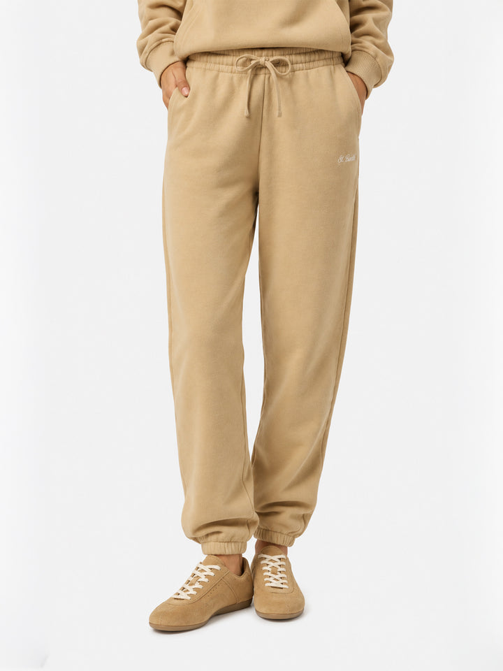 Pantalon de jogging Odalys en molleton de coton beige 