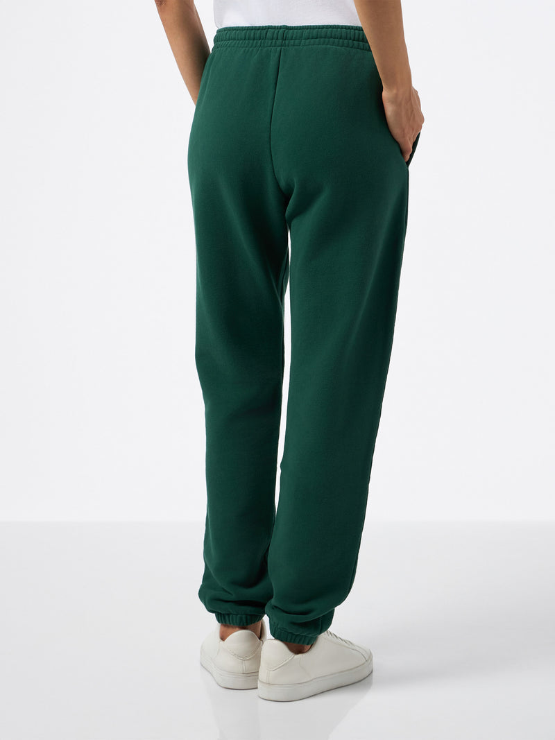 Pantaloni da jogging in pile di cotone verde inglese da donna Odalys