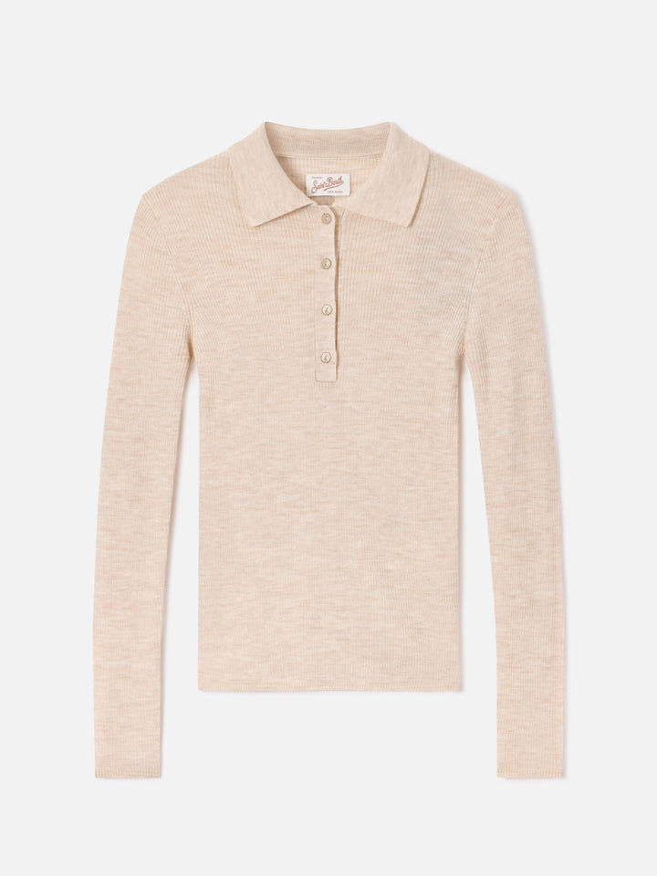Pull en laine mérinos Grain Odell avec col polo 