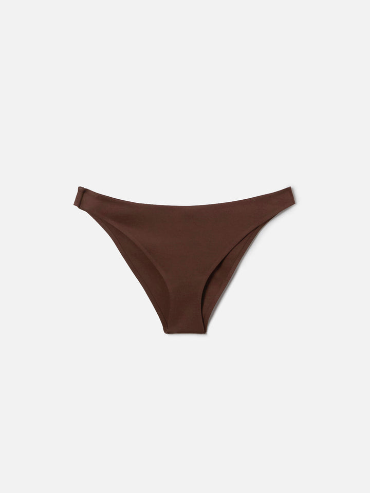 Reanna bikini bottoms in solid brown soft technical fabric