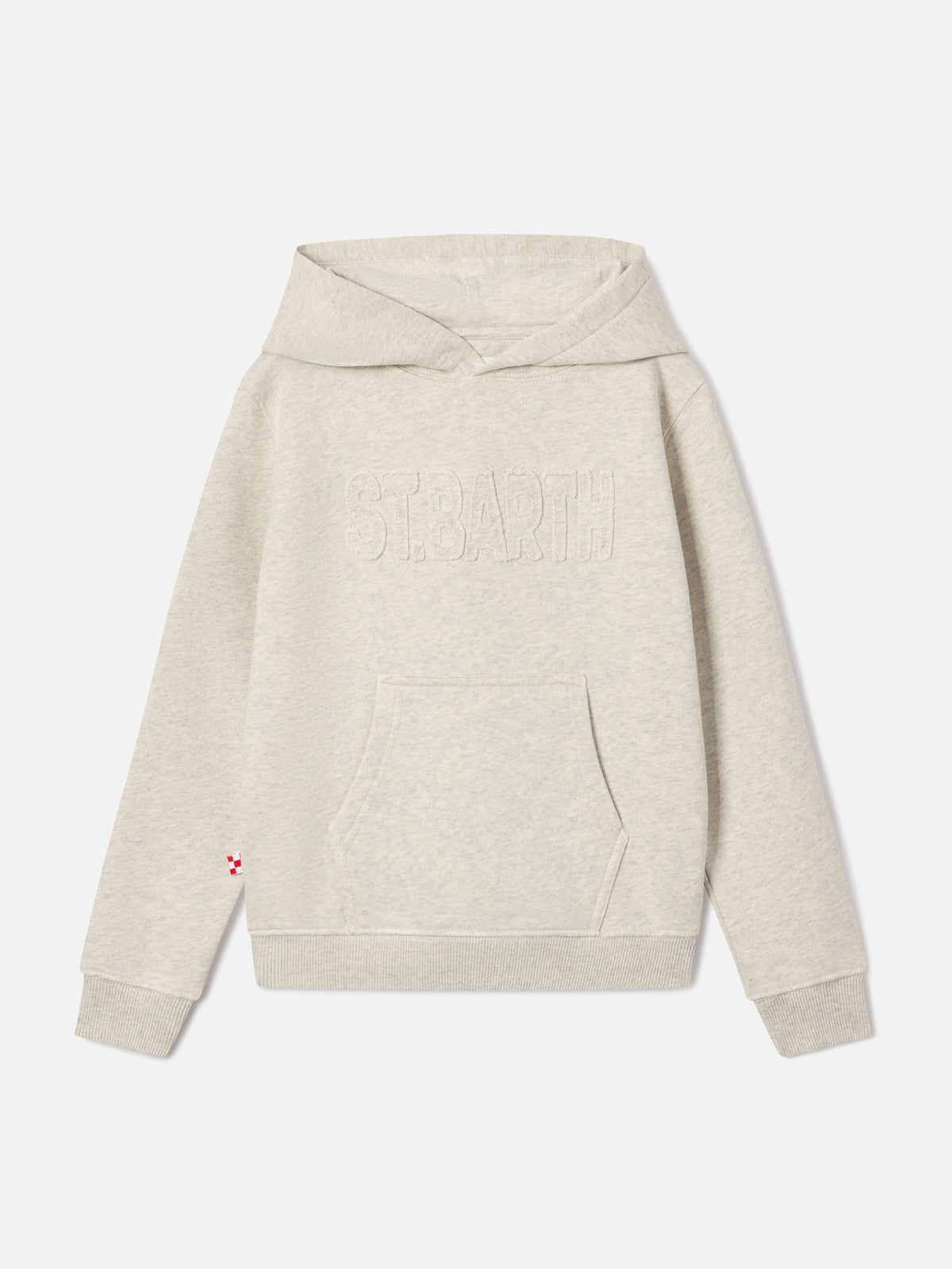 Cremefarbener Oliver Hoodie aus Baumwollmischung mit St. Barth-Patch 