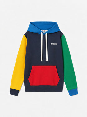 Felpa con cappuccio color block Oliver Pol con logo in spugna