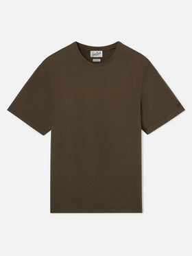 Military green Orson cotton crepe t-shirt with logo embroidery