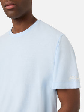 Leichtes blue Orson T-Shirt aus Baumwollkrepp mit Logostickerei 