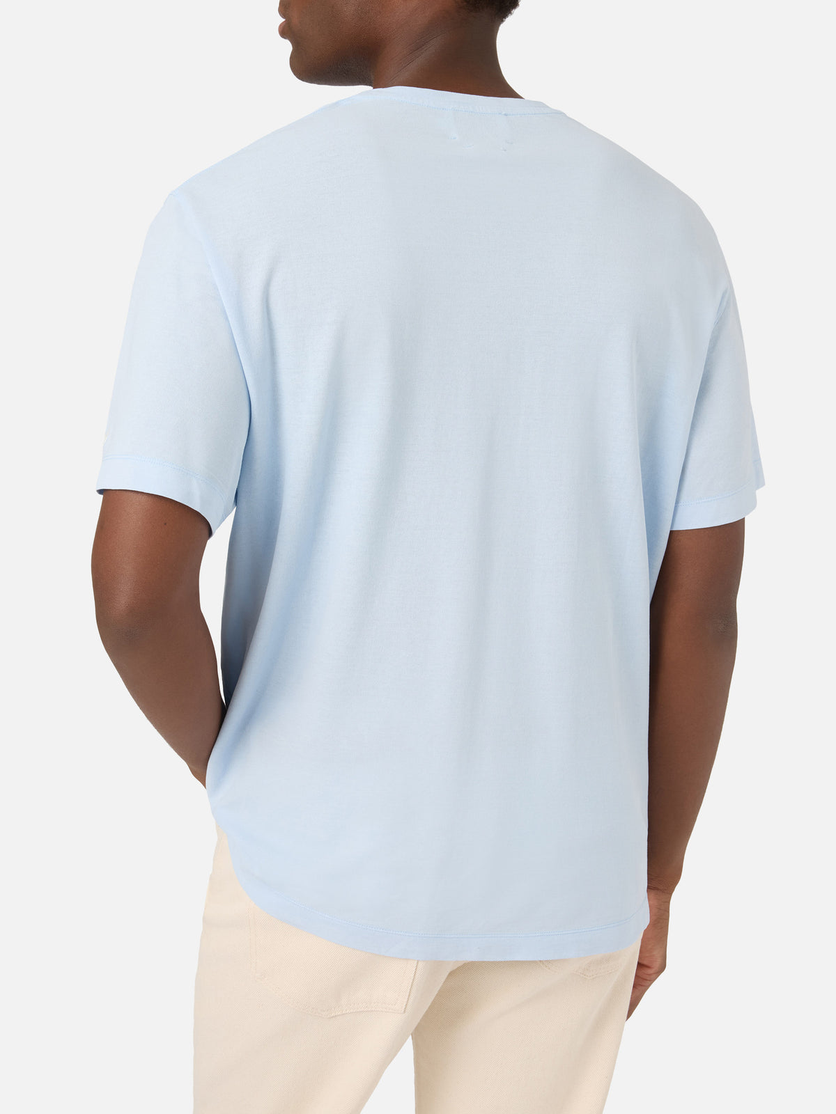 Leichtes blue Orson T-Shirt aus Baumwollkrepp mit Logostickerei 