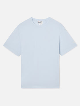 Leichtes blue Orson T-Shirt aus Baumwollkrepp mit Logostickerei 