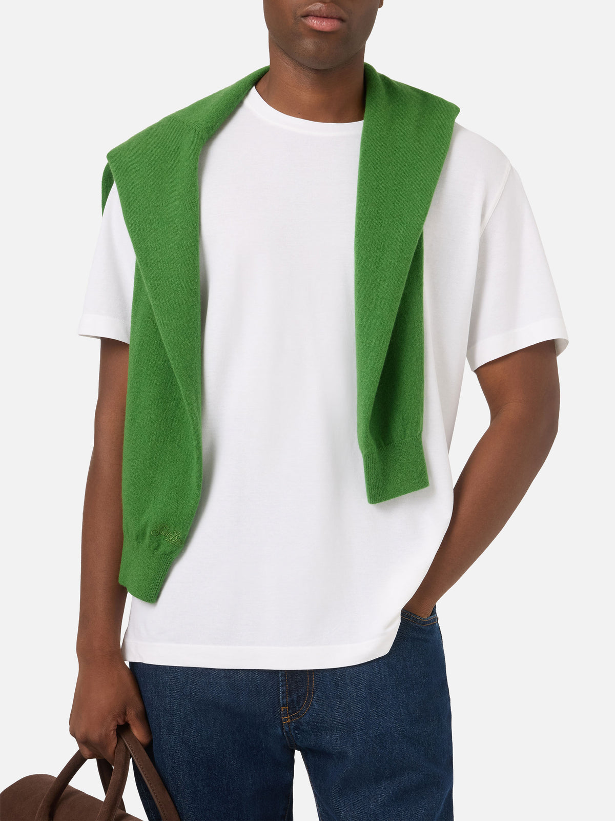 Camiseta White Orson de crespón de algodón con bordado del logo 