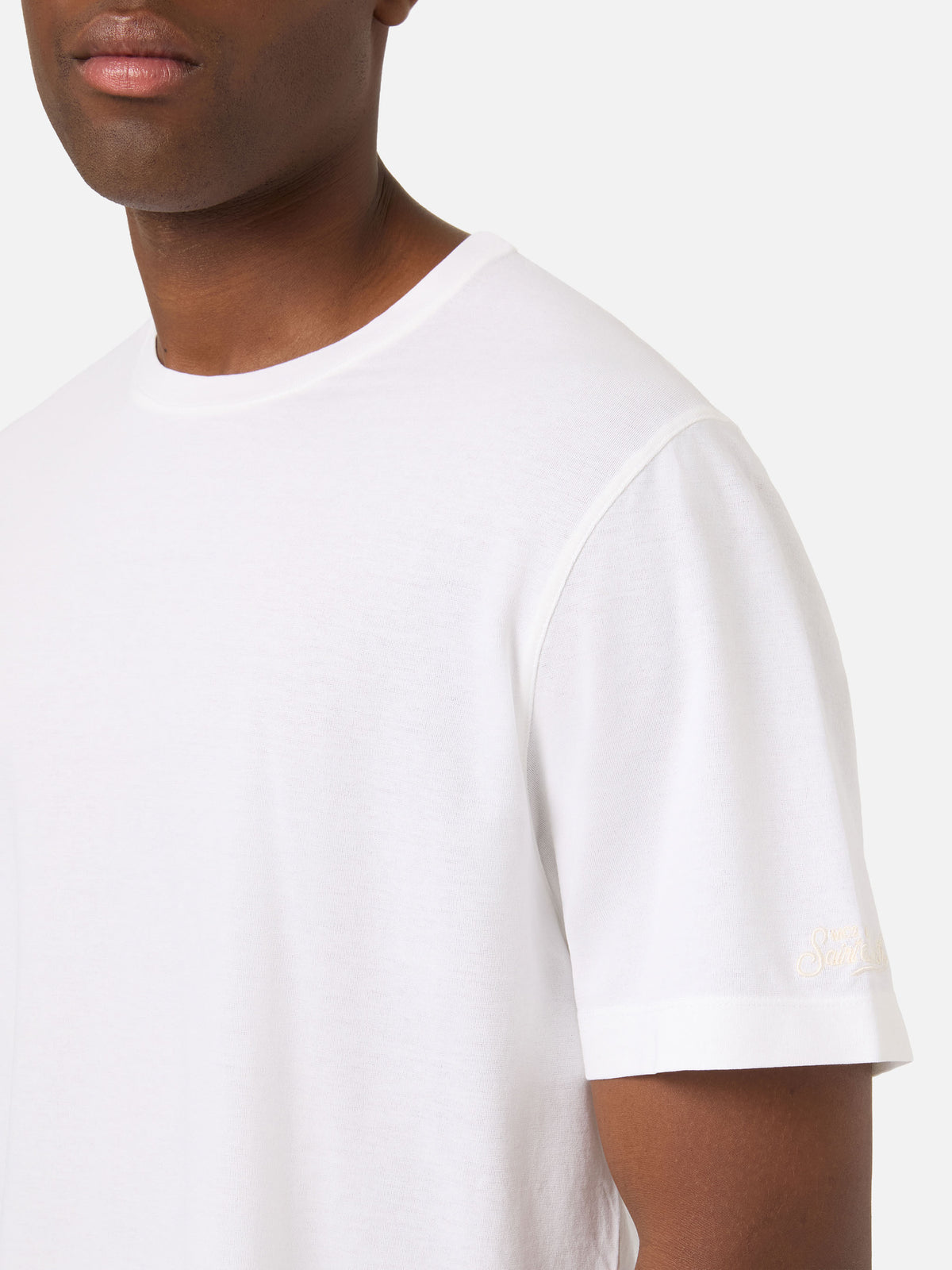Camiseta White Orson de crespón de algodón con bordado del logo 