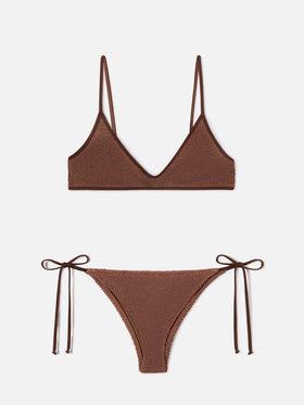 Paloma Marielle braunes Crinkle-Bralette-Bikini 