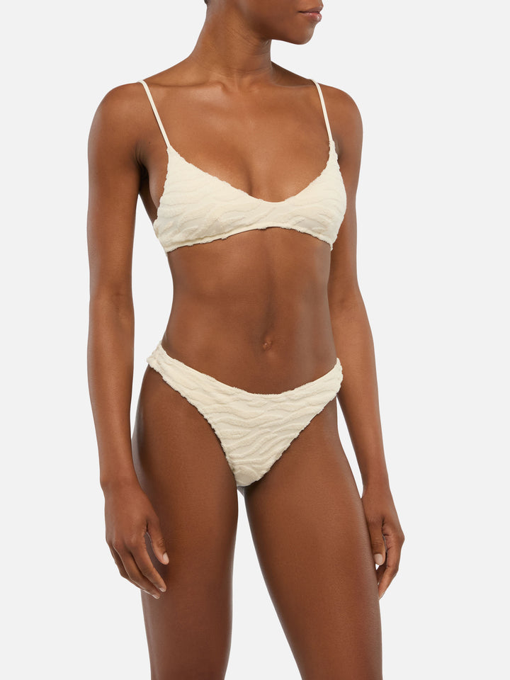 Bikini a bralette Paloma Naomi in tessuto spugna in rilievo zebra