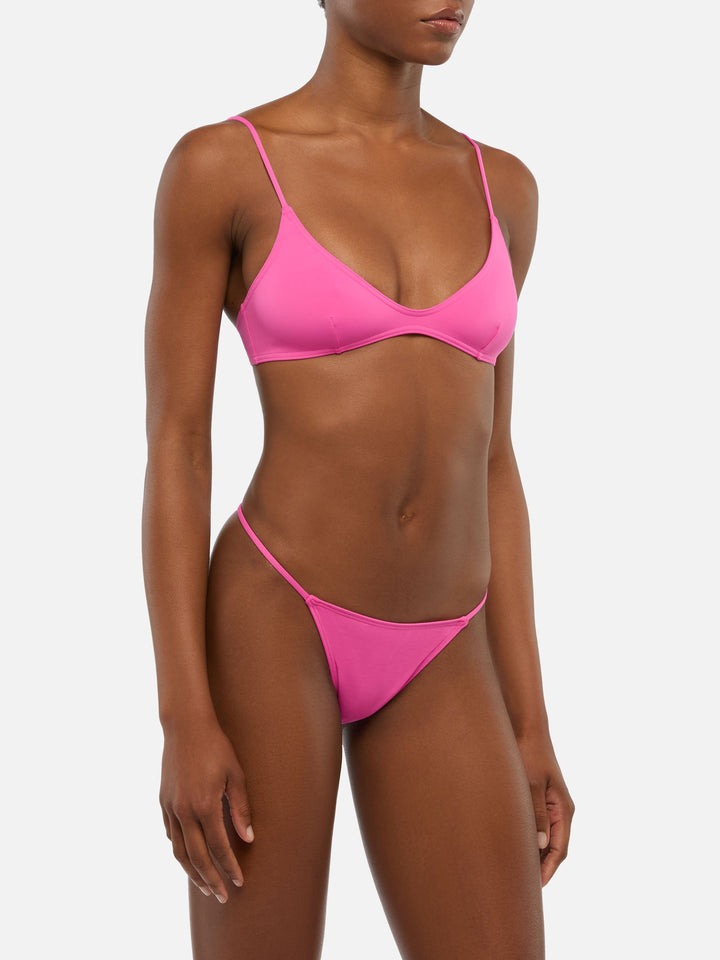Bikini a bralette Paloma Jodene in fucsia con slip cheeky