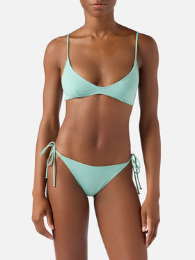 Bikini bralette Paloma Marielle verde salvia con lazos 