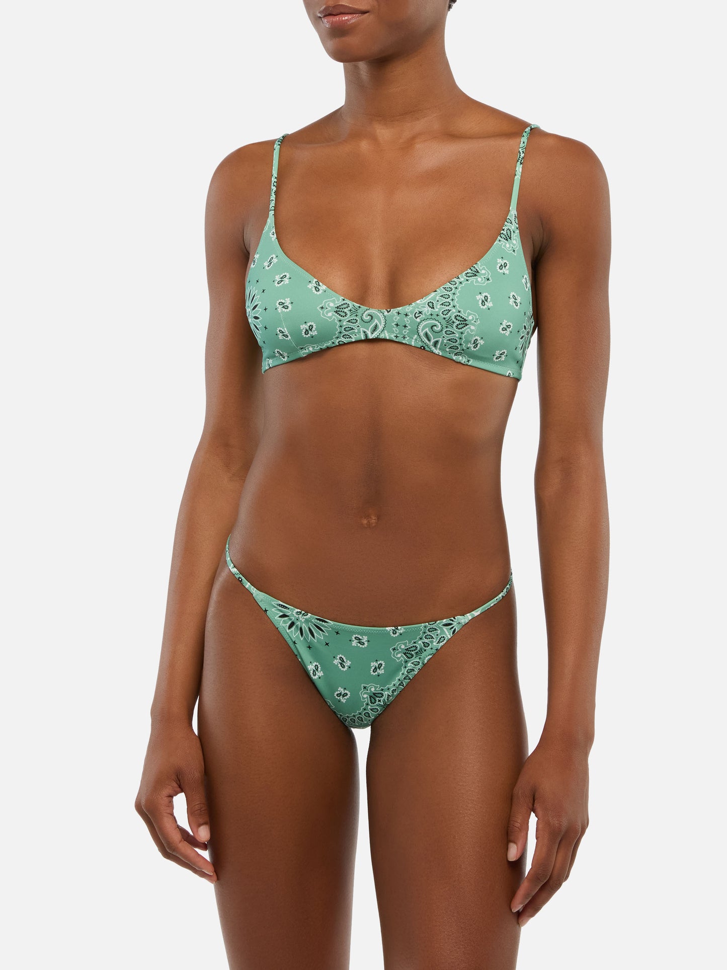 Jodene cheeky swim briefs with bandanna print - Paloma scoop bralette with bandanna print